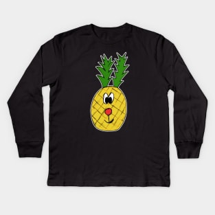 Christmas Rudolf Reindeer Pineapple Funny Kids Long Sleeve T-Shirt